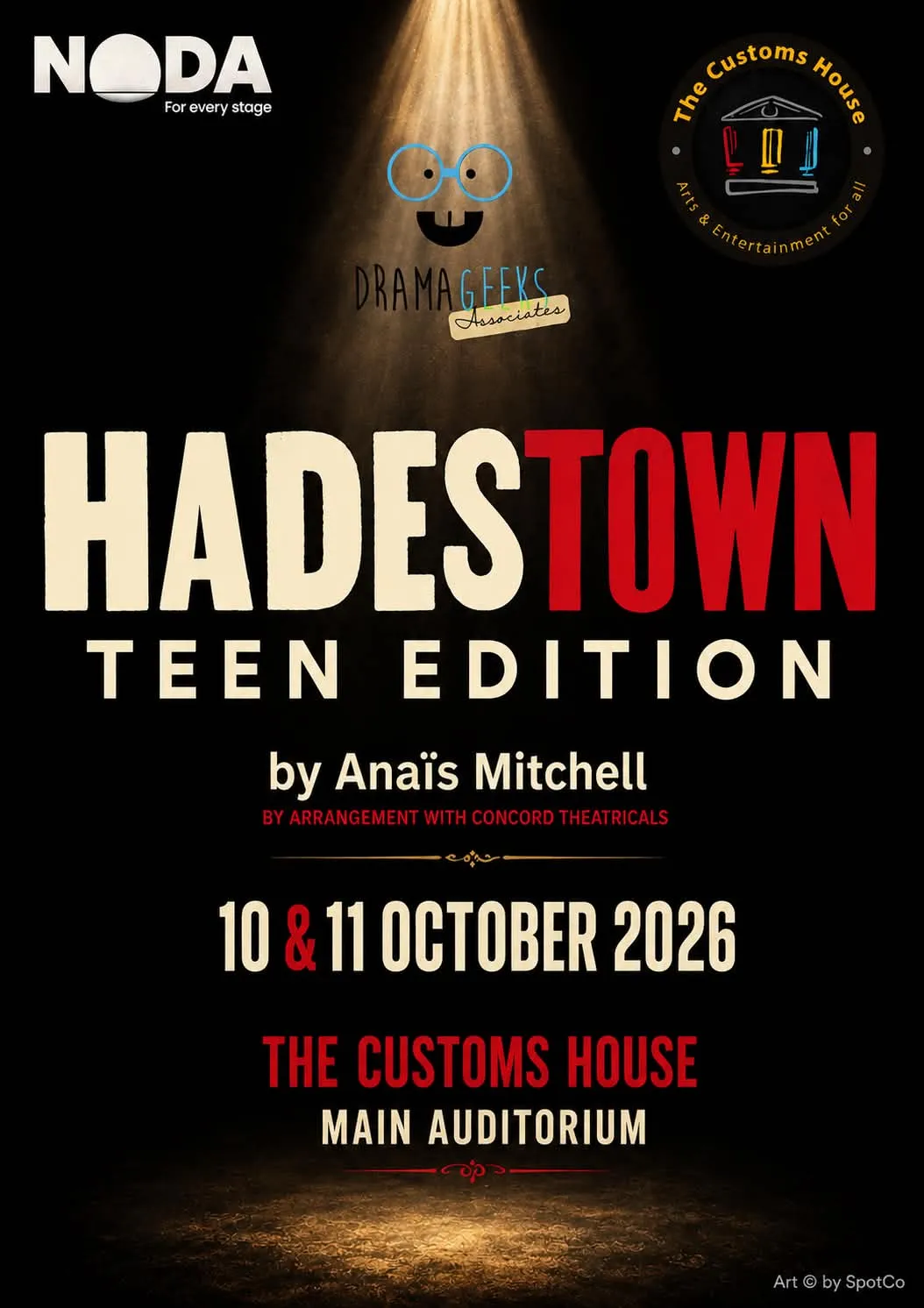 Hadestown: Teen Edition production poster, 10 and 11 October 2026 at The Customs House